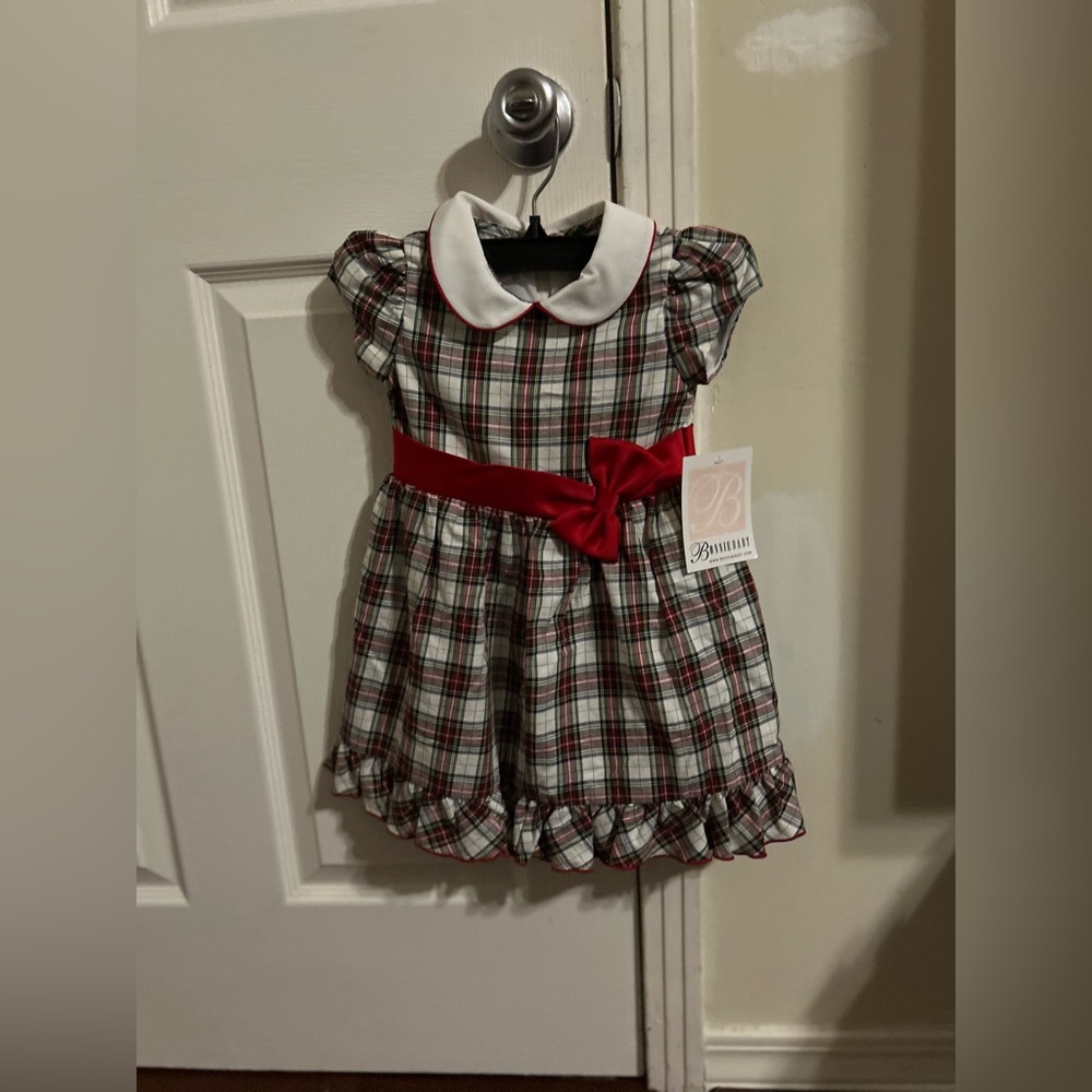 Bonnie Jean Plaid Dress with Red Accent